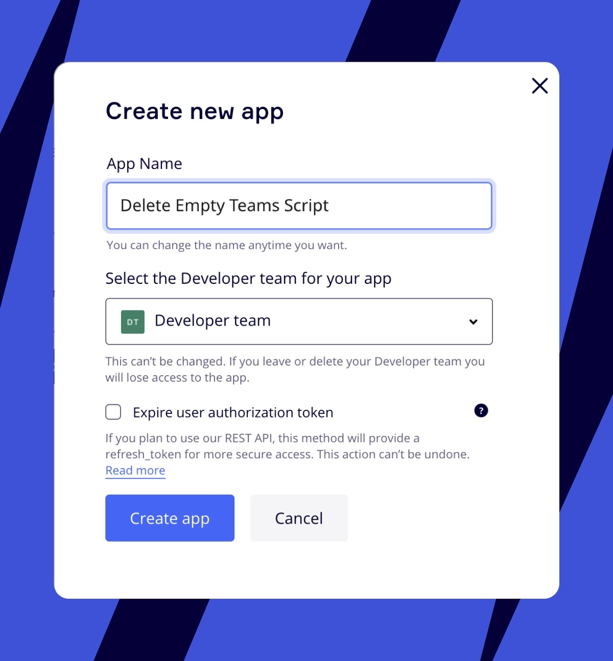Create app screenshot