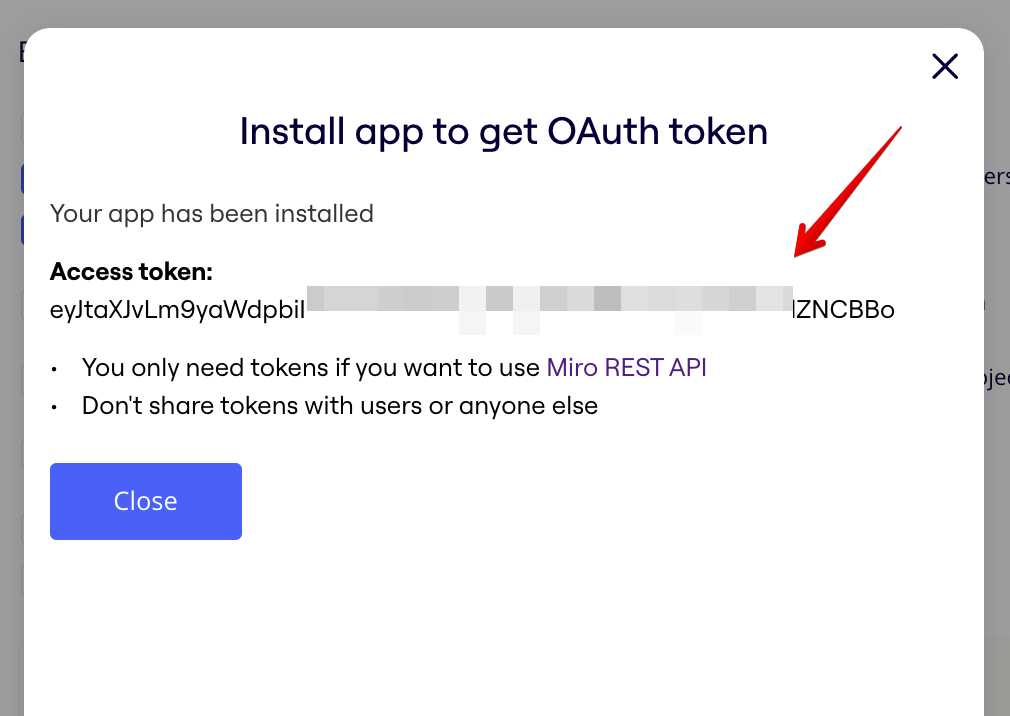 Install and and get token screenshot
